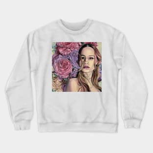 Beautiful girl with roses Crewneck Sweatshirt